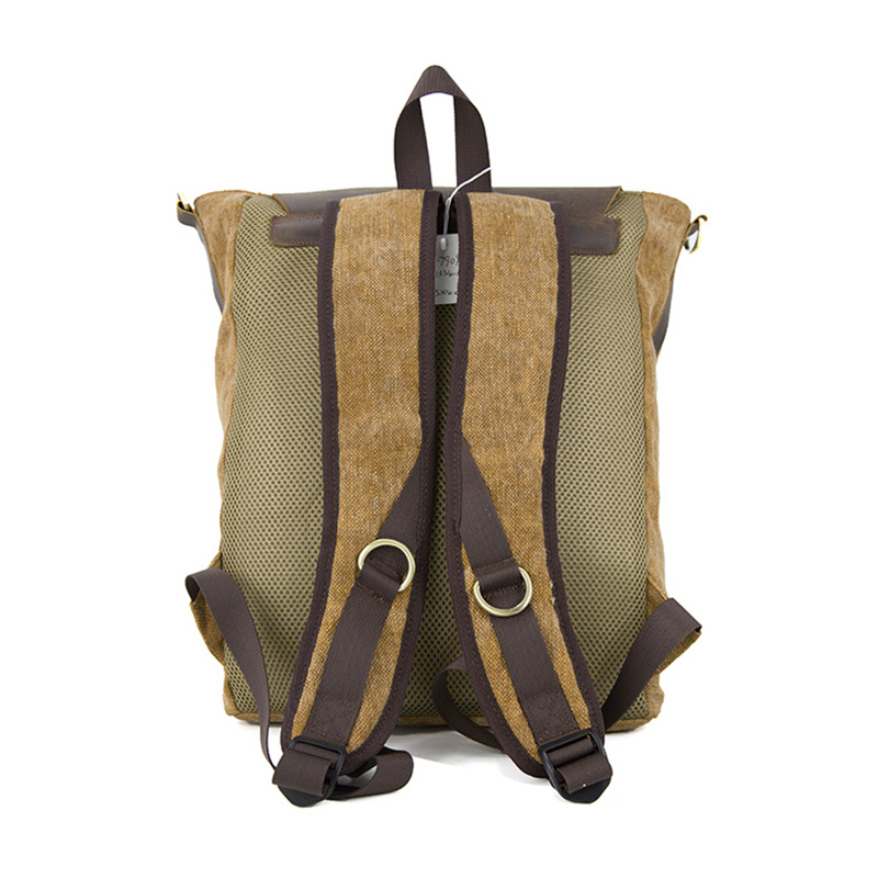 19SC-7909D zipper dlúth ríomhaire leathair flap chanbhás flap leathair backpack