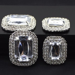 Dearadh Nua Jewelry Bán Galánta Clear Button Rhinestone Aicrileach Button Plaisteach Fuála fuála 9