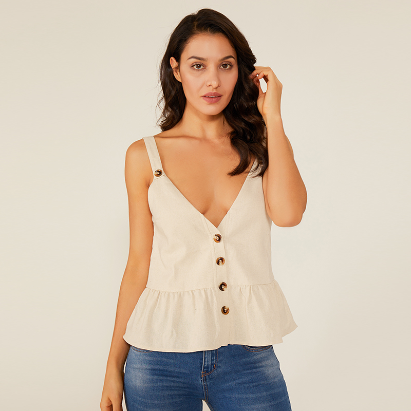 Saor in Aisce íoslódáil Féach ar Twitter Cailíní Samhraidh V Deep Dearadh Sexy Barr Sleeveless Faisean Bán Sleeveless Shirt Lady Blouse