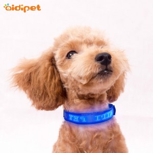 Leathar Mórdhíola Adjustable faoi stiúir Collar Madraí agus Leash Le scáileán flashing