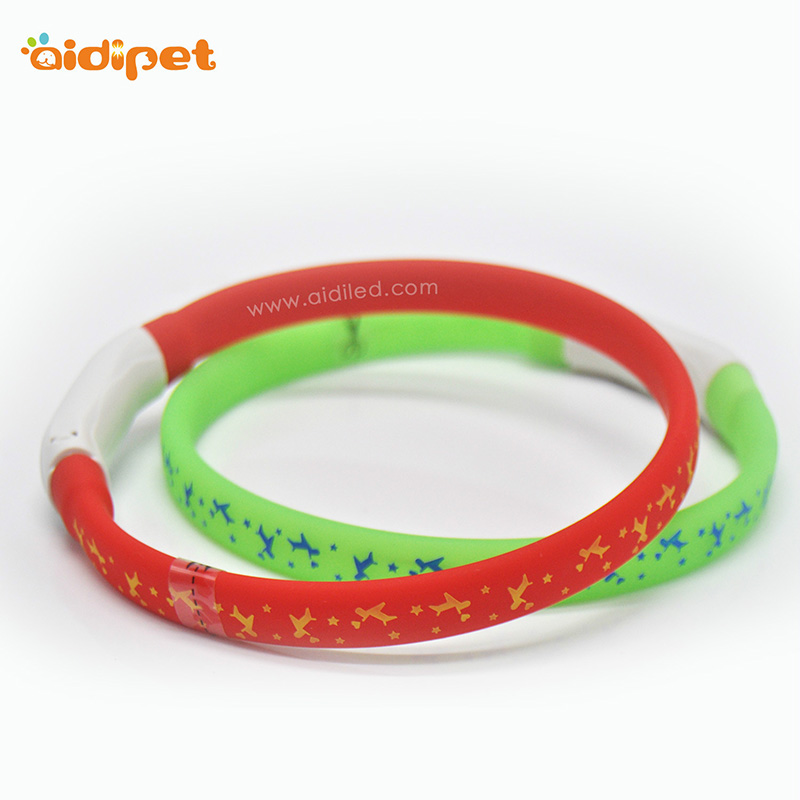 Cur Chun Cinn Colorful Usb Ath-inúsáidte Silicone Madraí faoi stiúir Collar Rialú Cianrialtán Pet Uisceproof agus Leashes