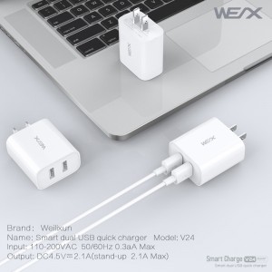 WEX - V24 charger taistil dé-usb, charger balla, cuibheoir cumhachta