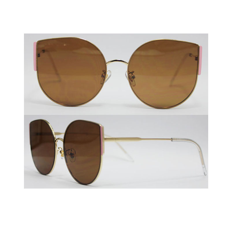 Lógó Saincheaptha Mórdhíola Miotal Sunglasses Mná Big Cat Eyes Frame