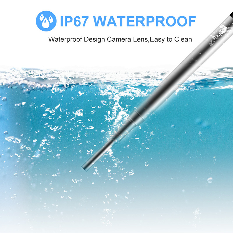 Wifi Otoscope 3 i 1 3.9mm Borescope Cigireacht Cluas Remover céir Uirlis 720P Ceamara uiscedhíonach le 6 inoiriúnaithe LED Ag luí leis Android agus iOS