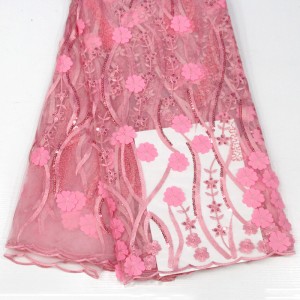 Lása bláthanna 3d le seacainí fabraic lása Ardchaighdeáin Fraincise san Afraic le haghaidh páirtí bainise Fabraic lása bróidnéireachta glan