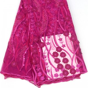 Lása bláthanna 3d le seacainí fabraic lása Ardchaighdeáin Fraincise san Afraic le haghaidh páirtí bainise Fabraic lása bróidnéireachta glan