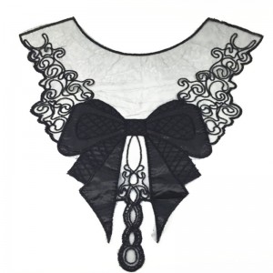 100% muince dubh poileistir mór muince fabraic collar Lása Baile Átha Troim Bróidnéireacht DIY Lása Fabraic Applique fuála Ceardaíochta fuála