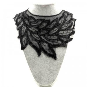 100% muince dubh poileistir mór muince fabraic collar Lása Baile Átha Troim Bróidnéireacht DIY Lása Fabraic Applique fuála Ceardaíochta fuála