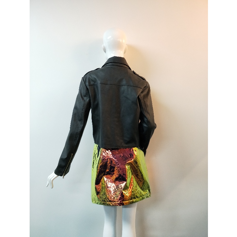 BLACK PU BIKET JACKET RLWPJ0010N