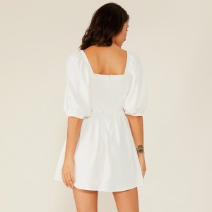 Éadaí Éadaí Vestidos Oem Gúna Gearr Lása Chiffon Pleated Simplí Lása