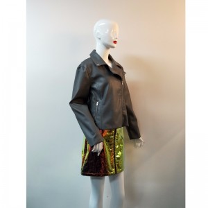 BLACK PU BIKER JACKET RLWPJ0014N