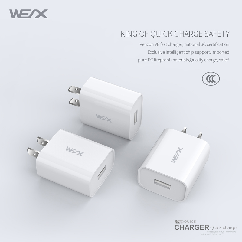 WEX -V8 ühekordne pakpoordi seinalaadija usb laadija