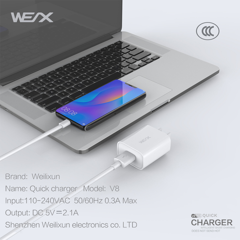 WEX -V8 ühekordne pakpoordi seinalaadija usb laadija