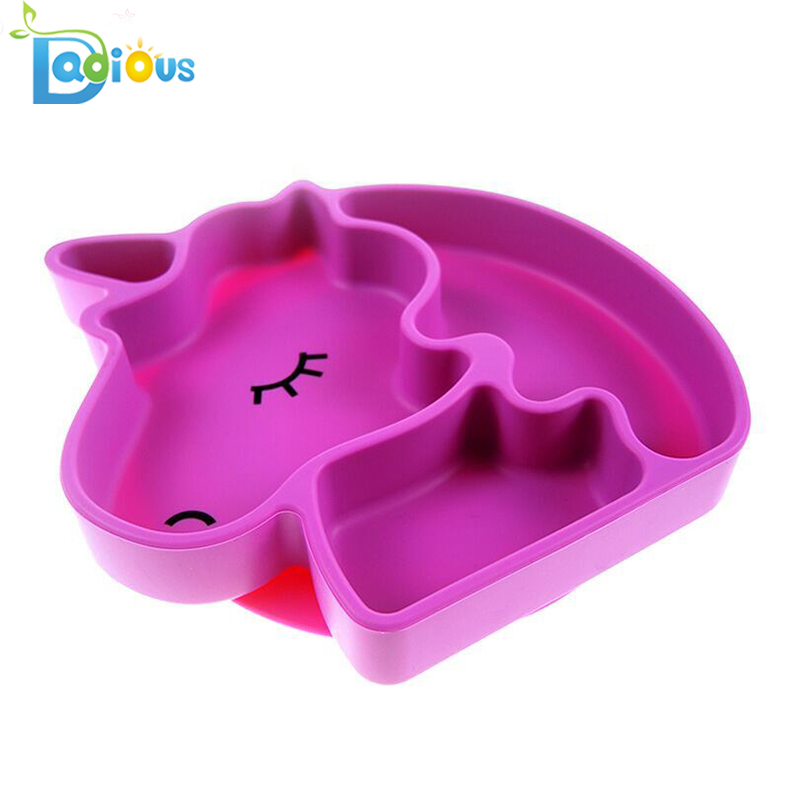 Pláta Shúchán Mhias FDA Silicone Grip Pláta Lapadán Roinnte BPA Saor ó Phláta Silicone Baby Pláta