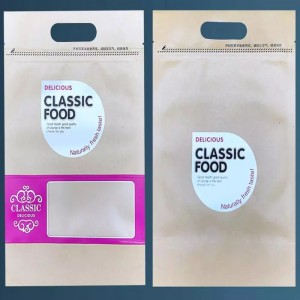 Ardchaighdeán Clóbhuailte shaincheapadh mála zipper priontála le haghaidh pacáistiú bia le láimhseáil