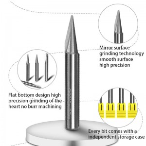 Giotán greanta, 2 Flutes Dhíreach CNC V-giotán 1/4 Iasc Snáthaide Marcála Uirlis Ródaire Greanadh Cónúil le haghaidh Cruach Alúmanaim Práis MDF Wood