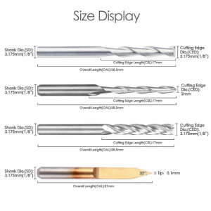 Teaglaim Kit Muileann Teaglaim Socraigh CNC Ródaire Giotán Gearradh Gearradh Uirlis Milling (4 Cineál, Gach 10Pcs) Lena n-áirítear Muileann Srón Maol / Ball Deireadh Srón, Giotán Greanaithe 30 ° V agus Muileann End Flutes