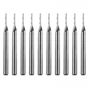Giotáin Milling Carbide, Double Flutes Bíseach Carbide Srón Muileann Deireadh Srón CNC Bit 1mm Gearradh Dia.