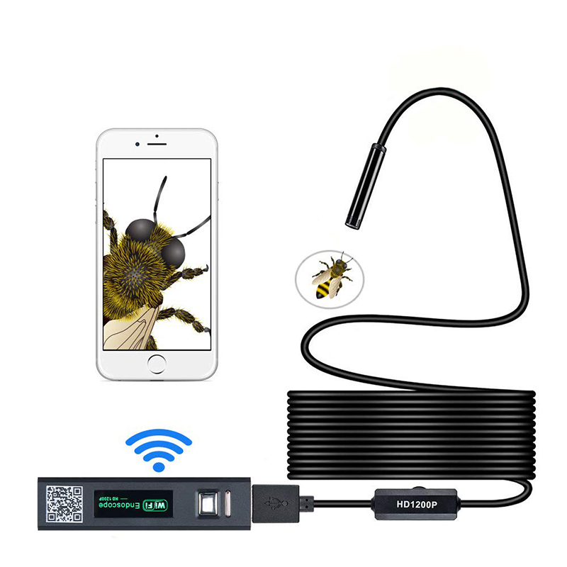 Sreang Endoscope 2.0 Megapixels HD WiFi Borescope USB Comhéadan Cigireachta Uiscedhíonach nathair Camerafor Android, iOS agus Windows, iPhone, Samsung, Tablet, Mac