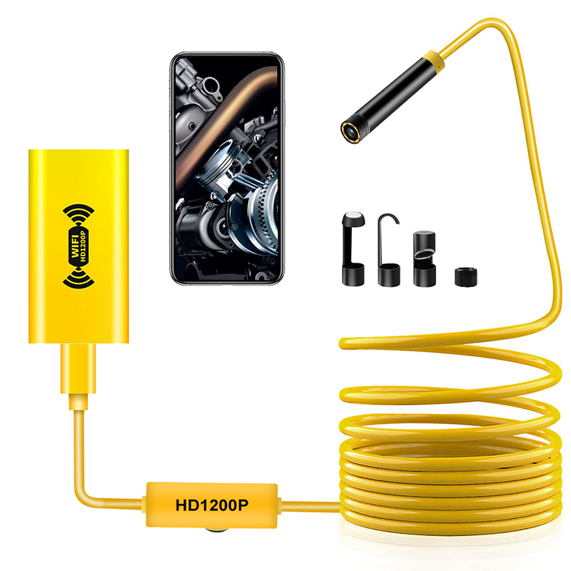 Sreang Endoscope 2.0 Megapixels HD WiFi Borescope Ceamara Micrea-Chomhéadain Snake Cigireachta uiscedhíonach Camerafor Android, iOS agus Windows, iPhone, Samsung, Tablet, Mac