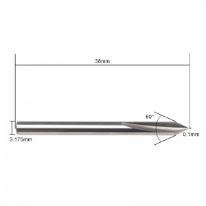 60 Giotán Céim V, Greanadh Miotal EnPoint Giotán Charbide Cip Leid Cruth Cruth Giotán CNC le 2-Fliúit 1/8 \