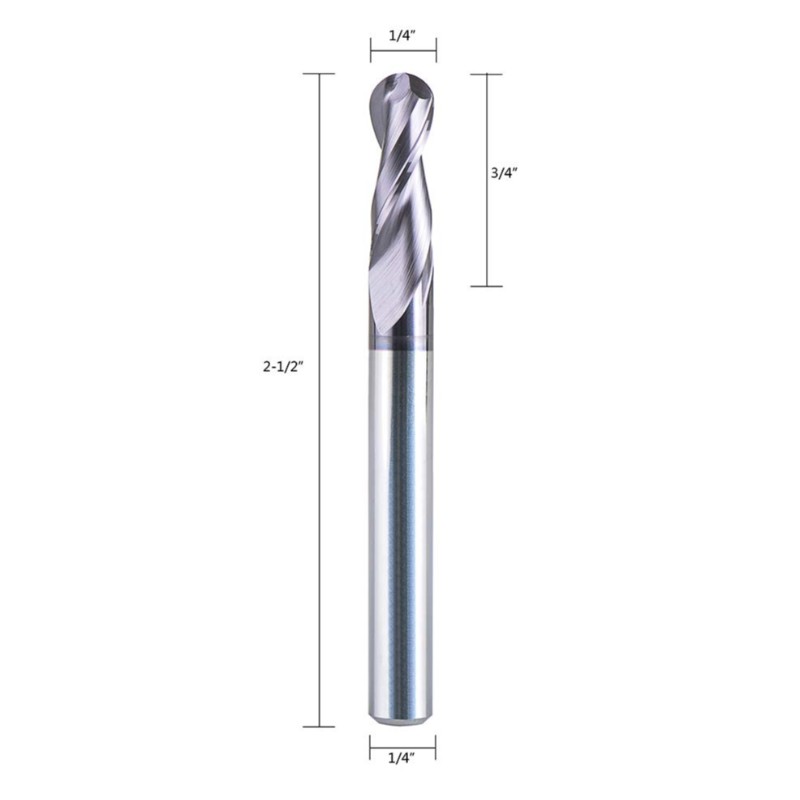 Muileann na mBan Srón Carbide Deireadh Giotán Ródaire Cutter CNC Flutes Double Uirlis Milling Bíseach 1k orlach orlach le 3 orlach os cionn Fad