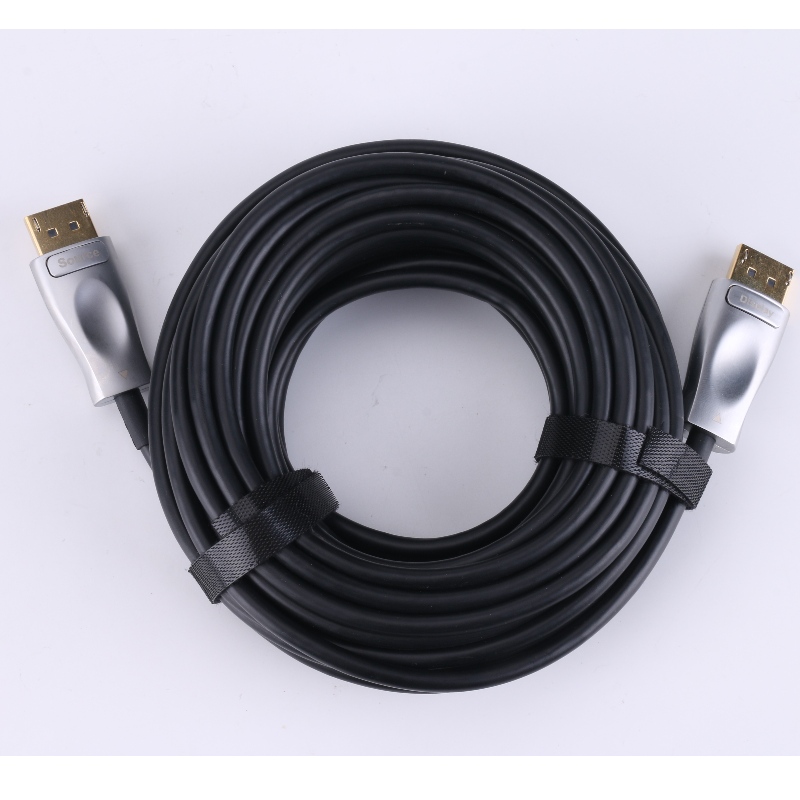 Taispeántas Cábla Fiber Snáithín Cábla Snáithín Snáithín Ard Gaoithe 32.4 Gbps 8K @ 60Hz 4K @ 165Hz 2K @ 144Hz DP1.4 FP DP Cábla DP