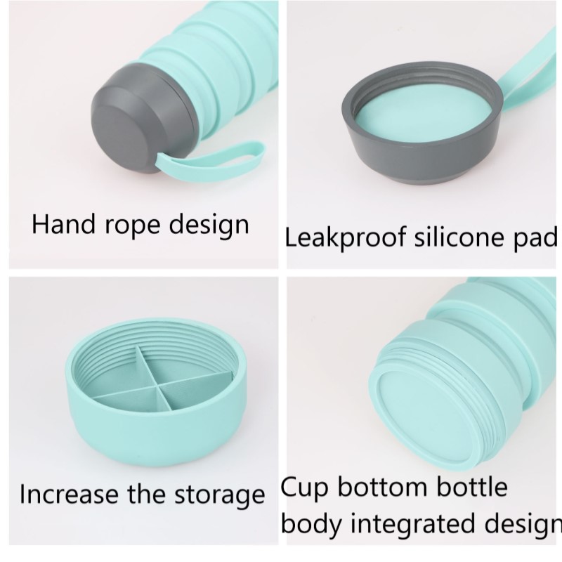 Bia cupán uisce silicone cruthaitheach grád bia folding spóirt lasmuigh pearsantacht buidéal uisce ag rith folláine cupán uisce iniompartha spóirt
