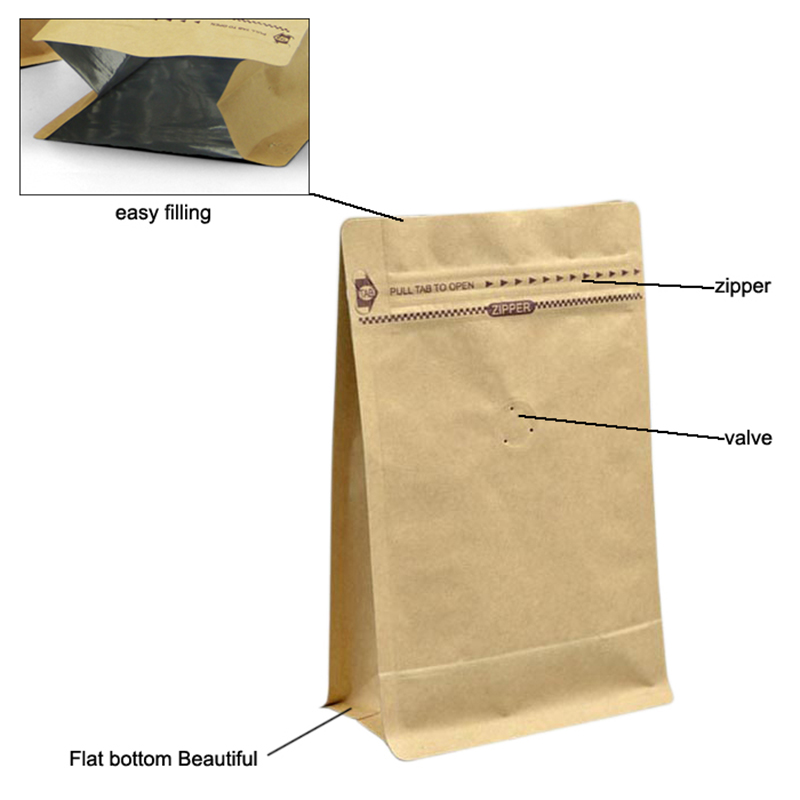 bonn bun-árasán bloc bun kraft taobh páipéar gusset mála plaisteach le pouch bosca pouch mála pacáistiú bun bun