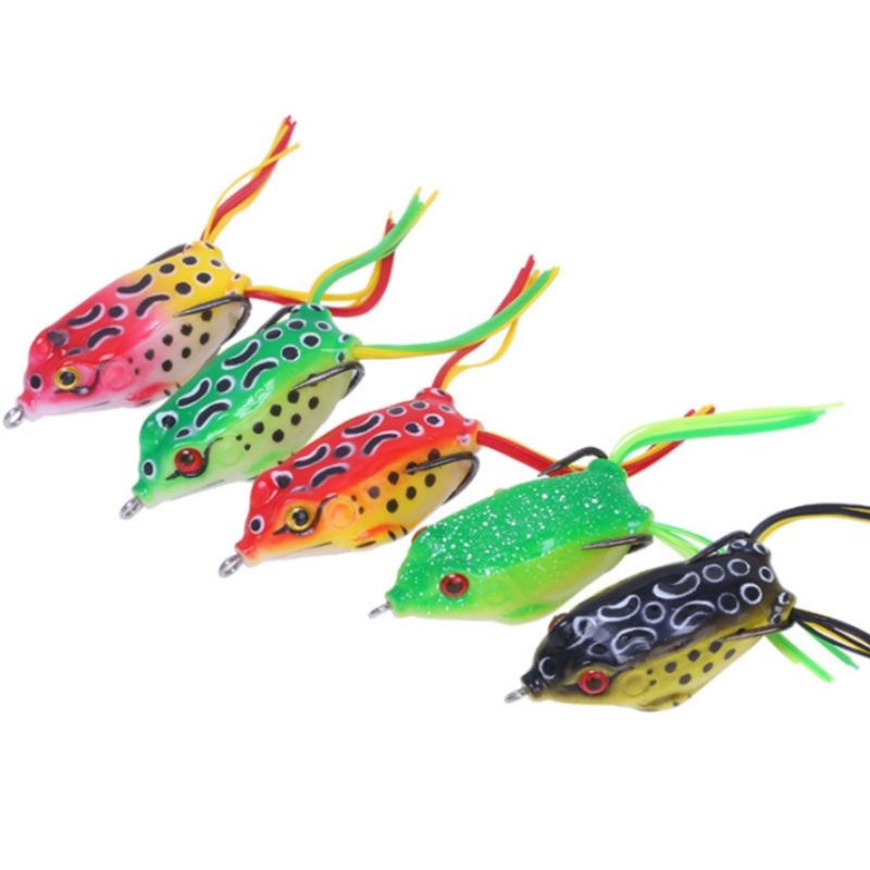 Silicone toirneach frog fréamhaithe Lei frog baoite baoite bhaoite bréagach Hook dúbailte bhaoite dubh iasc dubh speisialtóireacht i marú trealamh iascaireachta