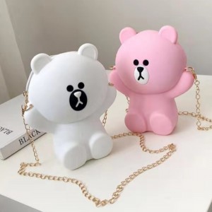 Mála cailín mála cartúin silicone mála gleoite fón póca silicone iompróidh an slabhra pearsantacht mála satchel ghualainn oblique