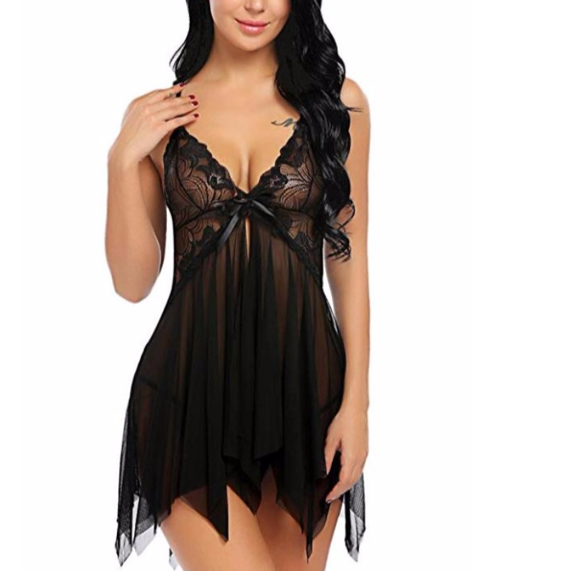 Lása Lingerie Sexy mBan Babydoll V Muineál Sleepwear Strap Chemise i roinnt dathanna ardaigh-fhoireann