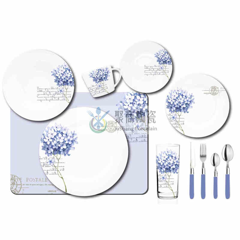 dinnéar poircealláin boird strap-20piece leagtha síos le decal gearrtha