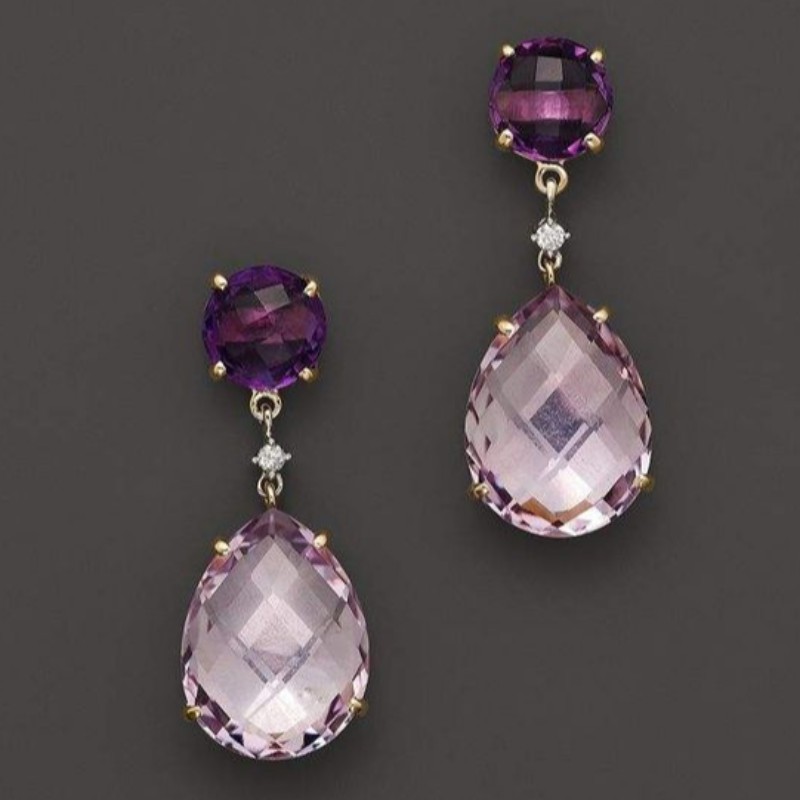 Earrings cluaise dangle jewelry is déanaí cluaise dangling amythest cluaise gemstone sintéiseacha