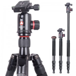 Kingjoy K2208 Taisteal Carbóin Fiber Tripod le Ceann Ball QH20