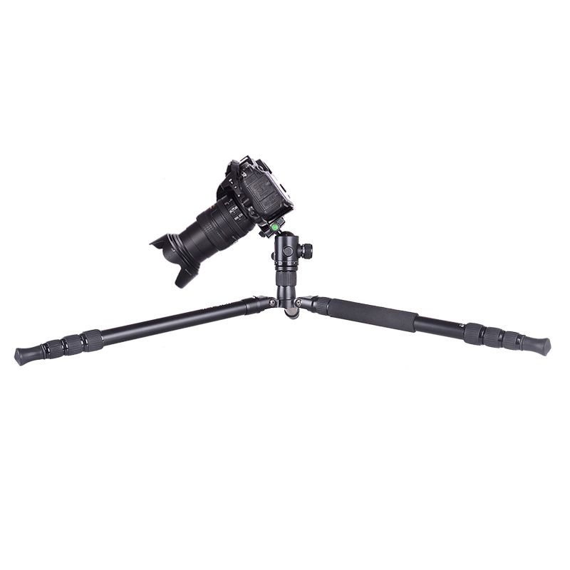 Kit Tripod Taistil Kingjoy, Tripod Ceamara Físeáin Alúmanaim le Ceann Tarraingthe Sreabhán Sreabháin, Colún Ionaid, Uillinn Coigeartaithe, le haghaidh Lámhach Físeáin DSLR Canónta Nikon