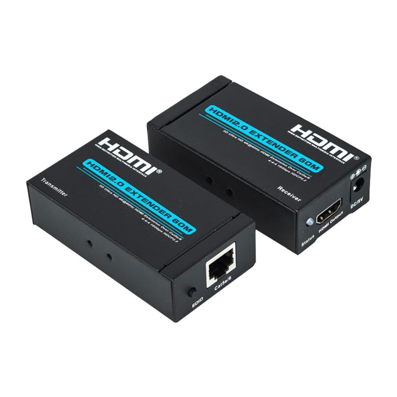 V2.0 HDMI síneadh 60m Thar thacaíocht chábla aonair cat5e / 6 Ultra HD 4Kx2K @ 60Hz HDCP2.2