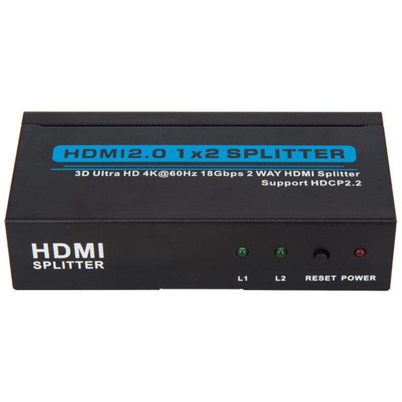 V2.0 HDMI 1x2 Tacaíocht Scoilteoir 3D Ultra HD 4Kx2K @ 60Hz HDCP2.2