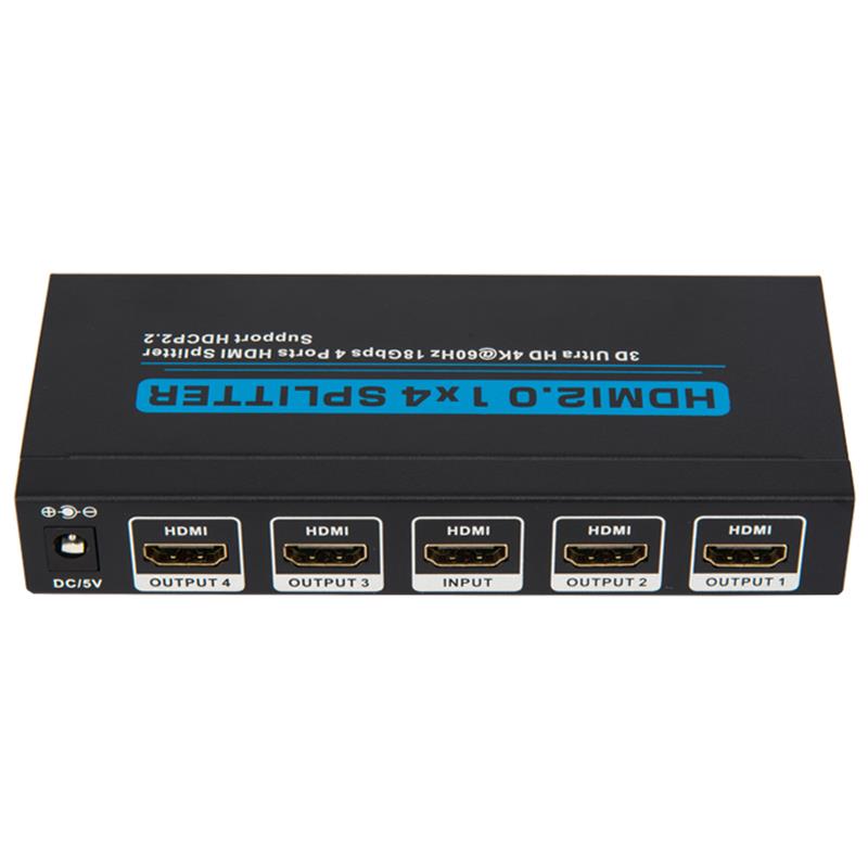 V2.0 HDMI 1x4 Tacaíocht Scoilteoir 3D Ultra HD 4Kx2K @ 60Hz HDCP2.2