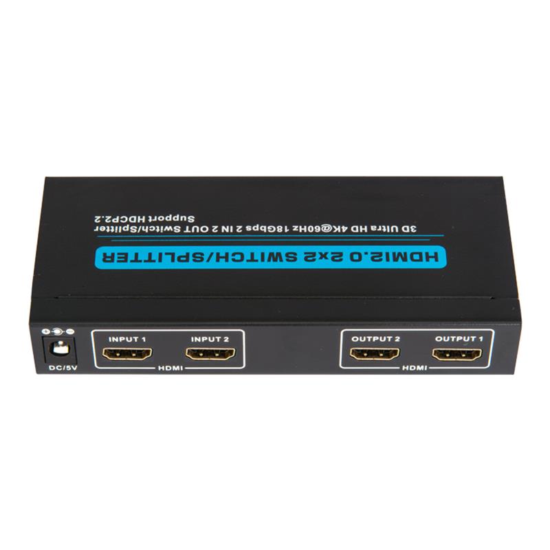 V2.0 HDMI 2x2 Athraigh / Scoilteoir Tacaíocht 3D Ultra HD 4Kx2K @ 60Hz HDCP2.2