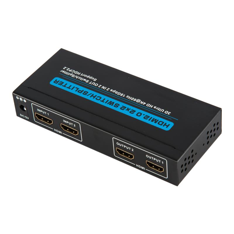 V2.0 HDMI 2x2 Athraigh / Scoilteoir Tacaíocht 3D Ultra HD 4Kx2K @ 60Hz HDCP2.2