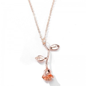 ROSE PENDANT ROSE GOLD GEMSTONE NECKLACE Mná NECKLACE 925 STERLING SILVER