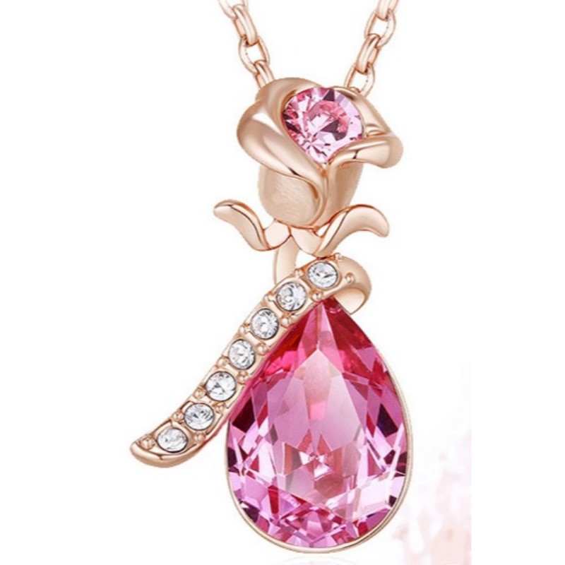 ROSE PENDANT GOLD ROSE GEMSTONE CUBIC ZIRCONIA NECKLACE MEN NECKLACE 925 STERLING SILVER 2020