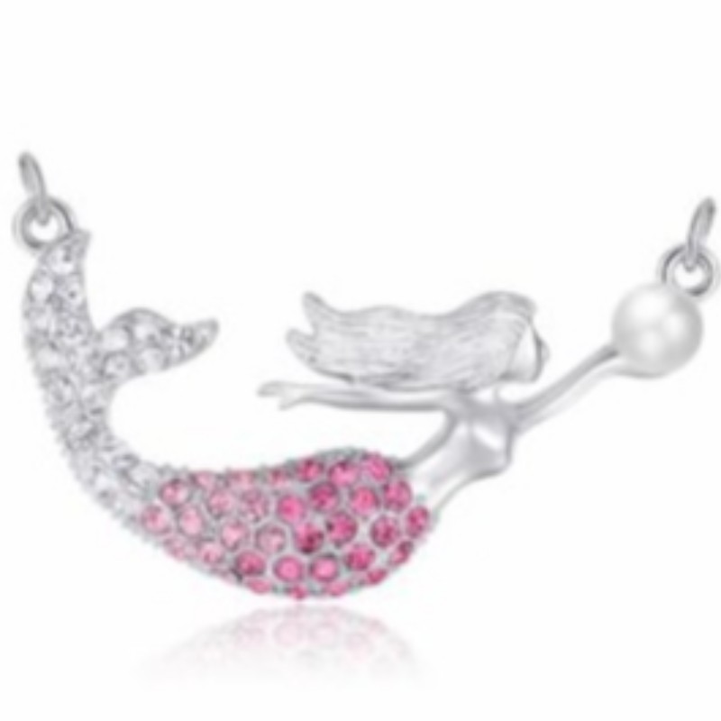 Muince pendant peile Mermaid do mhná 14 k ór 925 airgead sterling 18k ardaigh muince óir Pearl