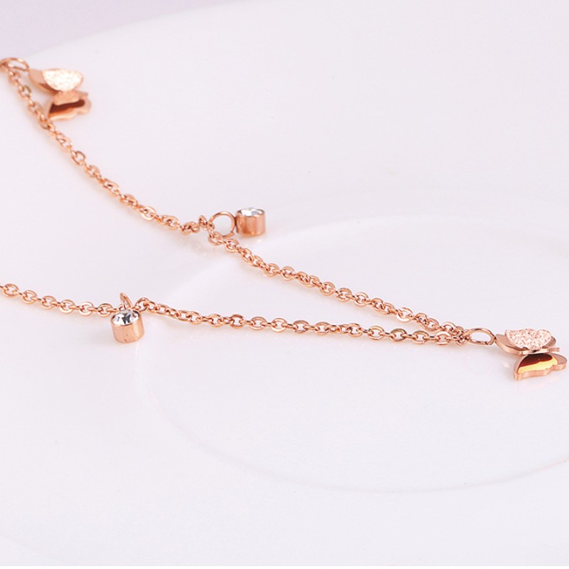 Peile muince féileacán dúbailte zirconia pendant do mhná Ardaigh 14k ór 925 airgead sterling 18k ór