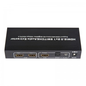 V2.0 HDMI 2x1 Switcher & Tacaíocht Fuaime Fuaime ARC Ultra HD 4Kx2K @ 60Hz HDCP2.2 18Gbps