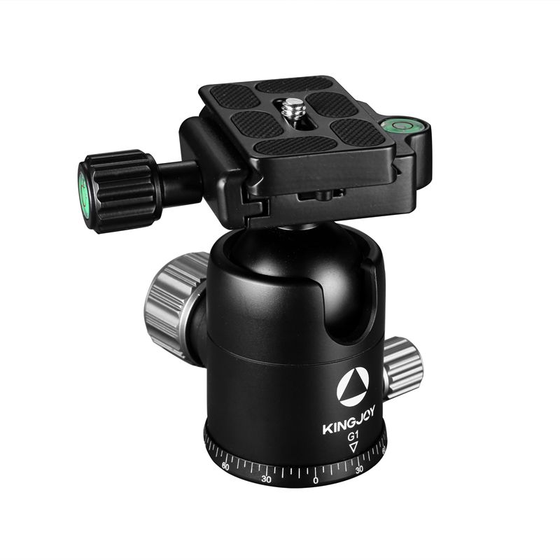 KINGJOY Ceann liathróid Tripod Alúmanaim Éadrom le haghaidh ceamaraí digiteacha DSLR