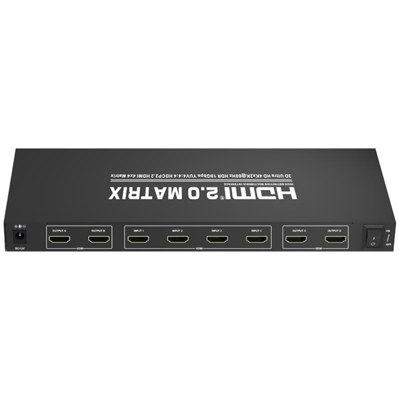 V2.0 HDMI Tacaíocht Maitrís 4x4 Ultra HD 4Kx2K @ 60Hz HDCP2.2 18Gbps