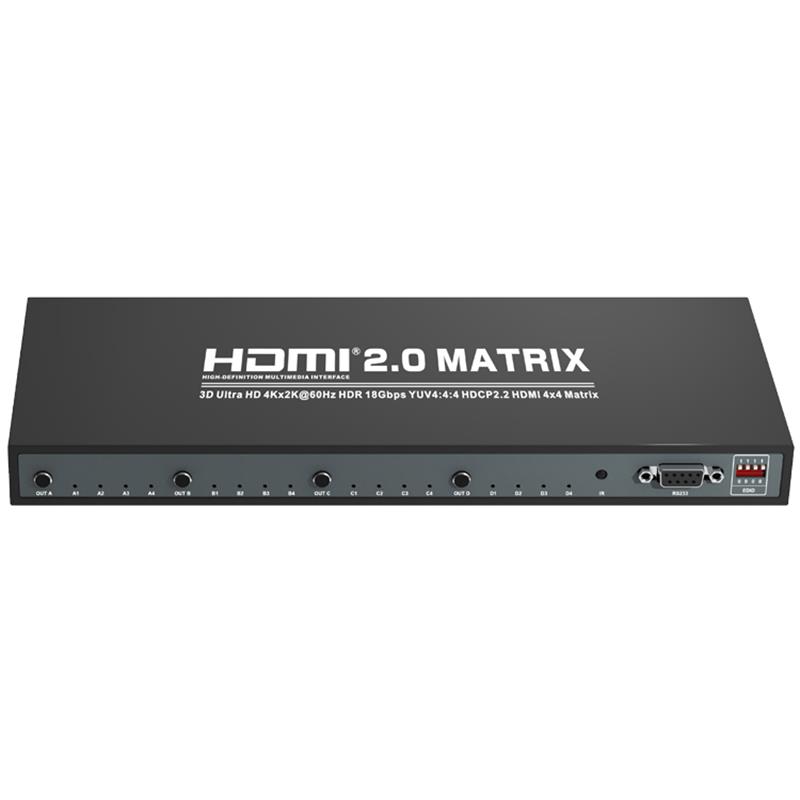 V2.0 HDMI Tacaíocht Maitrís 4x4 Ultra HD 4Kx2K @ 60Hz HDCP2.2 18Gbps