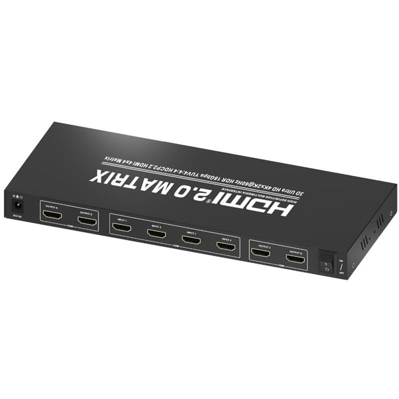 V2.0 HDMI Tacaíocht Maitrís 4x4 Ultra HD 4Kx2K @ 60Hz HDCP2.2 18Gbps